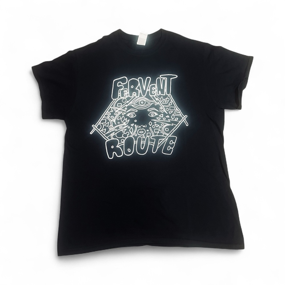 Black “FERVENT ROUTE” medium cotton band tee